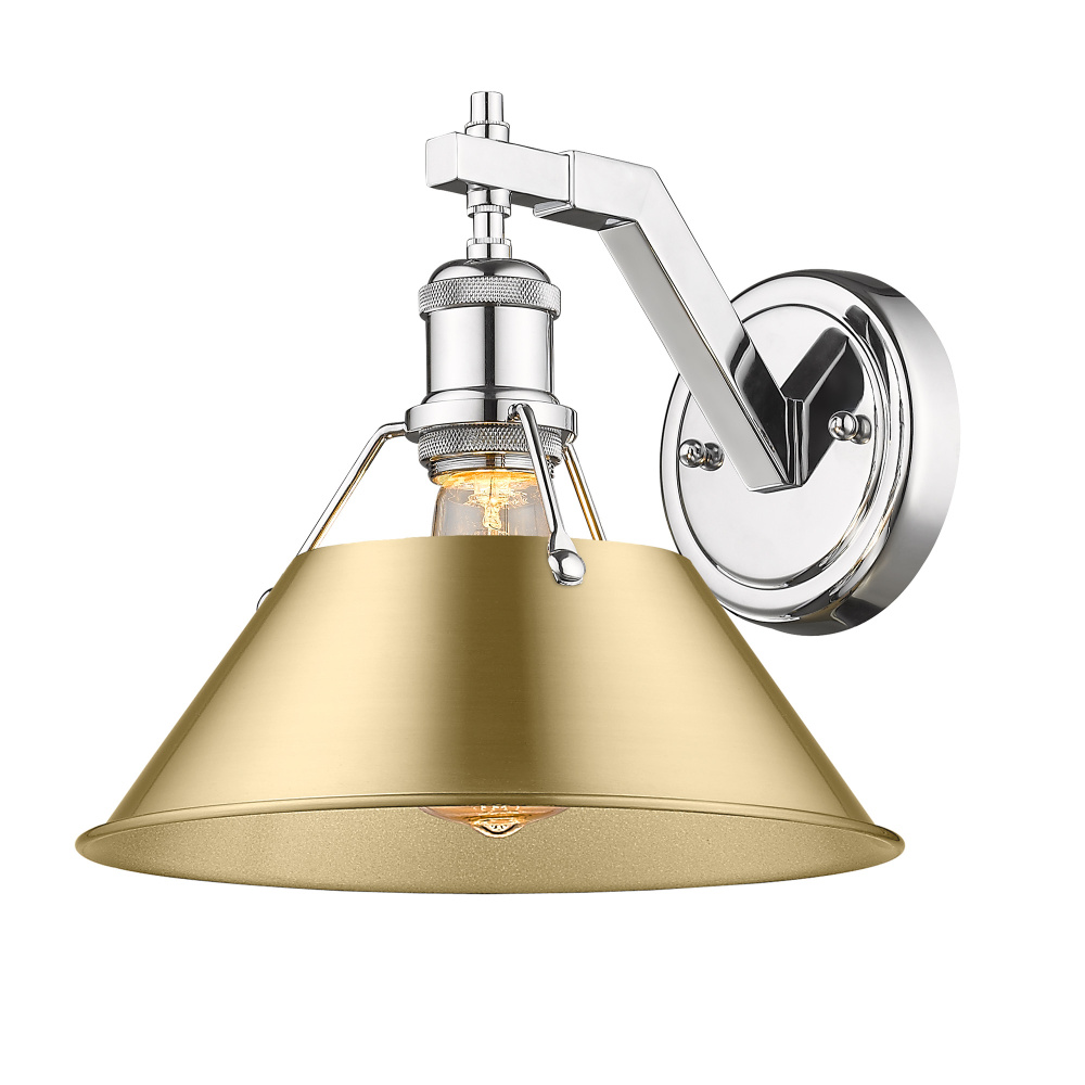 Yep by Golden Lighting Orwell 1-light Wall Sconce in Chrome and Brushed Champagne Brass shade
